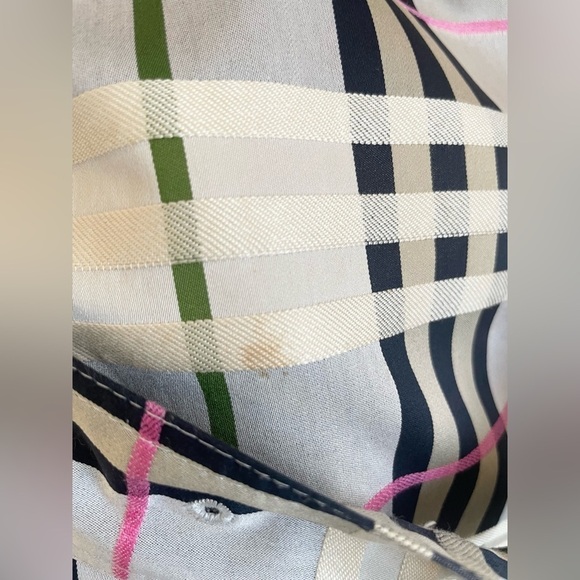 Burberry Grey Green Pink Nova Check Tartan trench coat US 10 - Picture 11 of 13